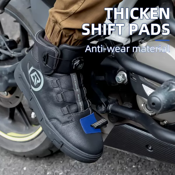 ROCKBROS Motorcycle Shoes for Men Reinforced Leather Motorcycle Riding Shoes AntiSlip Breathable Motorcycle Riding Boots Motorcycle Protective FootwearBlack