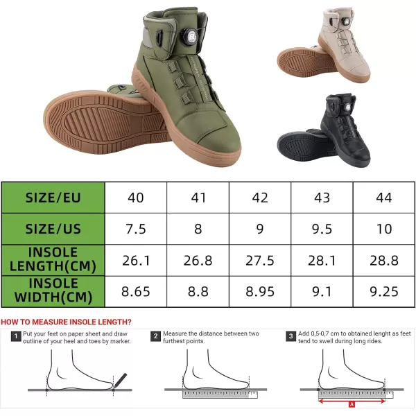 ROCKBROS Motorcycle Shoes for Men Reinforced Leather Motorcycle Riding Shoes AntiSlip Breathable Motorcycle Riding Boots Motorcycle Protective FootwearGreen