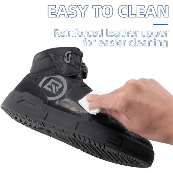 ROCKBROS Motorcycle Shoes for Men Reinforced Leather Motorcycle Riding Shoes AntiSlip Breathable Motorcycle Riding Boots Motorcycle Protective FootwearBlack