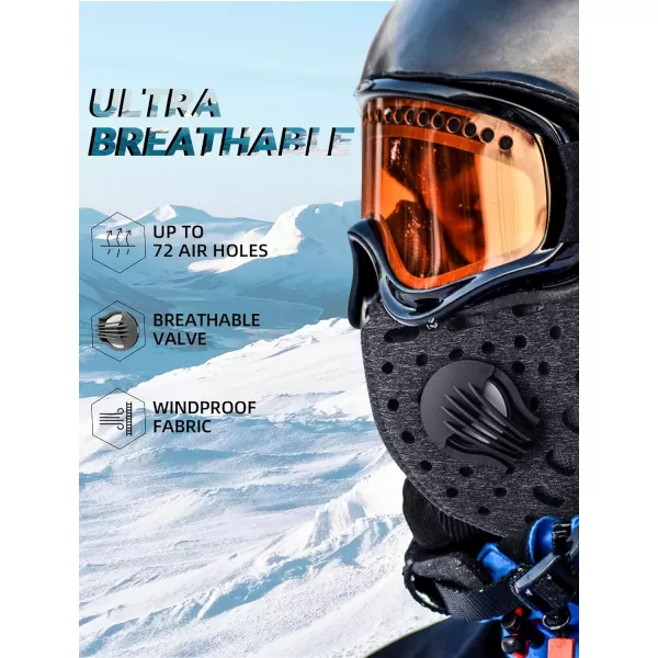 ROCKBROS Ski Mask Balaclava Winter Mask for Men Baclava Cold Weather ThermalBlack