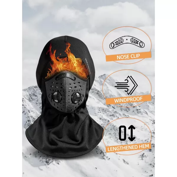 ROCKBROS Ski Mask Balaclava Winter Mask for Men Baclava Cold Weather ThermalBlack