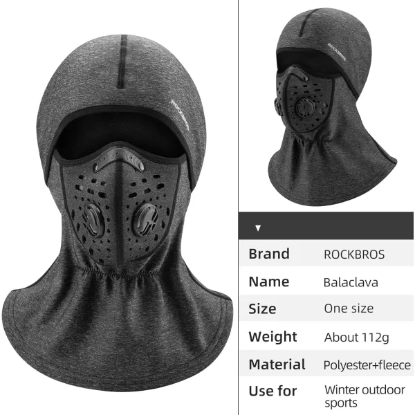 ROCKBROS Ski Mask Balaclava Winter Mask for Men Baclava Cold Weather ThermalGrey