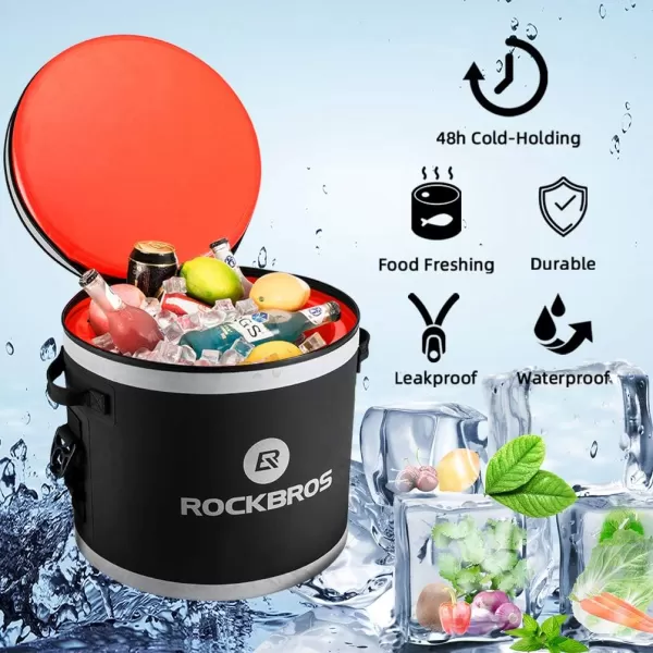 ROCKBROS Soft Cooler 100 LeakProof Coolers Insulated Soft Sided Cooler 30 Can Waterproof Large Cooler Bag for Beach Floating Fishing Trip Golf Picnics CampingBlack