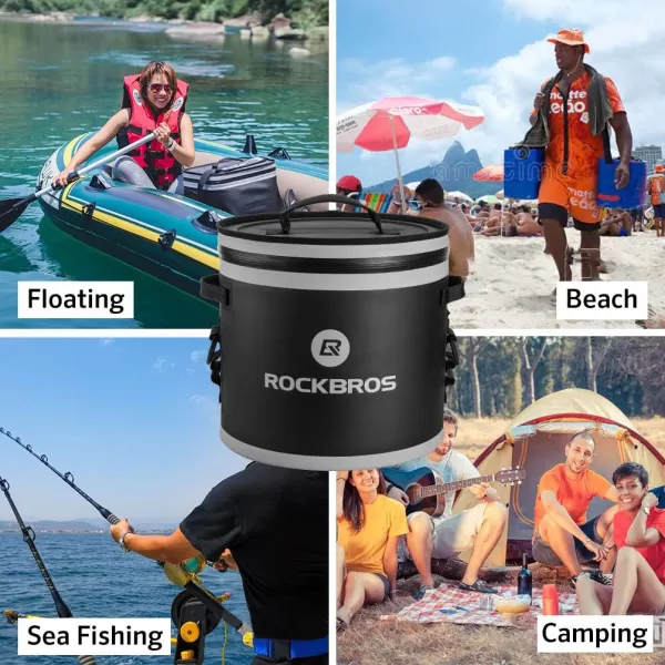 ROCKBROS Soft Cooler 100 LeakProof Coolers Insulated Soft Sided Cooler 30 Can Waterproof Large Cooler Bag for Beach Floating Fishing Trip Golf Picnics CampingBlack