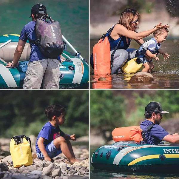 ROCKBROS Waterproof Dry Bag Heavy Durable Beach Backpack 2L 5L 10L 20L 30L Floating Dry Sack for Boating Kayaking Camping Swimming Rafting Hiking Fishing