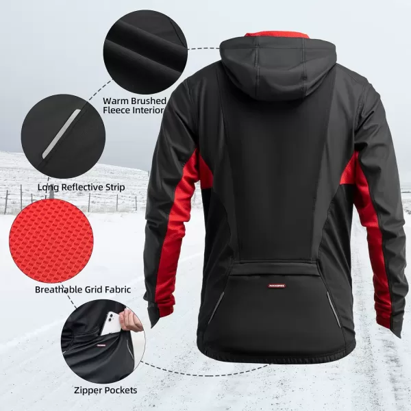 ROCKBROS Winter Cycling Jacket for Men Windproof Thermal Breathable Running Windbreaker Cycling Clothing BlackBlack