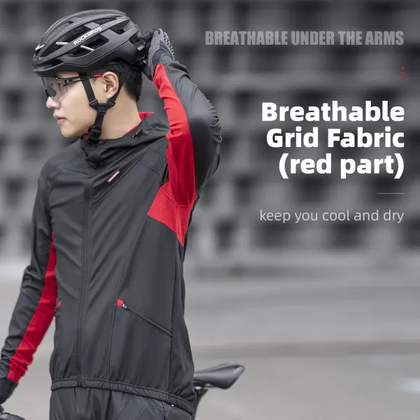 ROCKBROS Winter Cycling Jacket for Men Windproof Thermal Breathable Running Windbreaker Cycling Clothing BlackBlack
