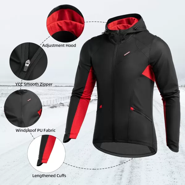 ROCKBROS Winter Cycling Jacket for Men Windproof Thermal Breathable Running Windbreaker Cycling Clothing BlackBlack