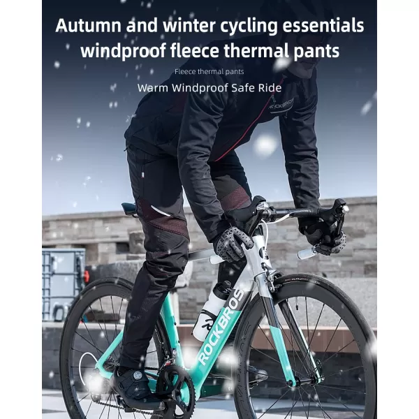 ROCKBROS Winter Cycling Pants Warm Ergonomics Mens Windproof Thermal Bicycling Pants BlackBlack