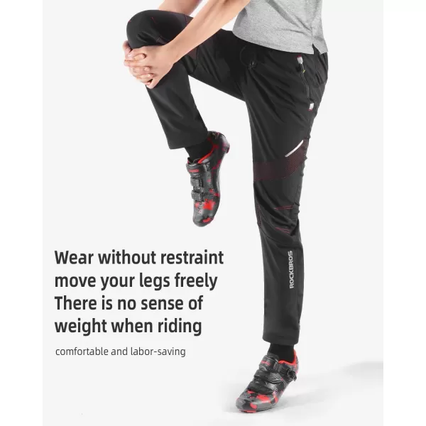 ROCKBROS Winter Cycling Pants Warm Ergonomics Mens Windproof Thermal Bicycling Pants BlackBlack