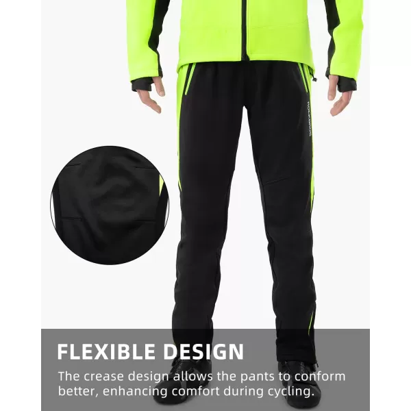 ROCKBROS Winter Cycling Pants Windproof Warm Bike Pants for Men Cold Weather Cycling Pants Fleece Lined Outdoor Hiking PantsBlack
