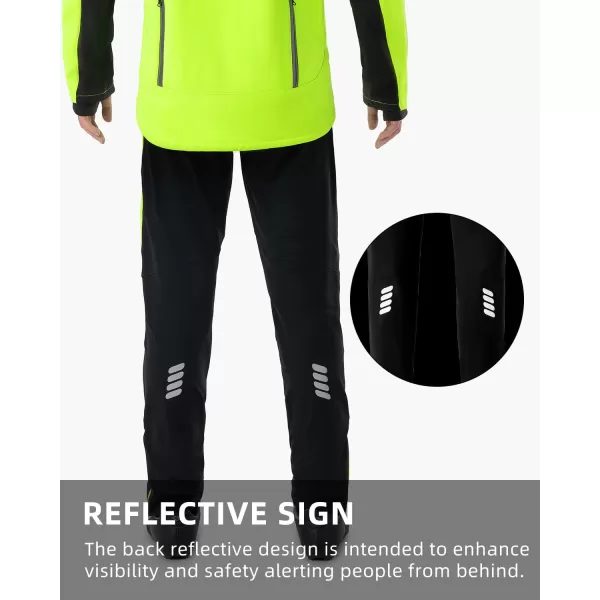 ROCKBROS Winter Cycling Pants Windproof Warm Bike Pants for Men Cold Weather Cycling Pants Fleece Lined Outdoor Hiking PantsBlack