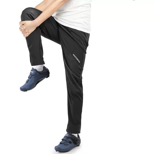 ROCKBROS Winter Cycling Pants for Men Thermal Bike Pants Windproof Mountain Bike Pants Running PantsBlack