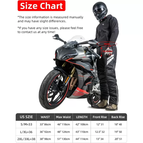 ROCKBROS Winter Motorcycle Pants with Armor Motorcycle Riding Pants CE 1 Detachable Armored PantBlack