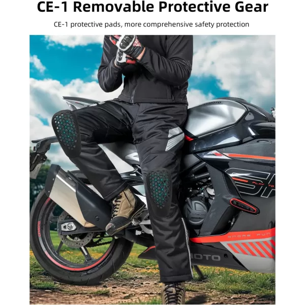 ROCKBROS Winter Motorcycle Pants with Armor Motorcycle Riding Pants CE 1 Detachable Armored PantBlack