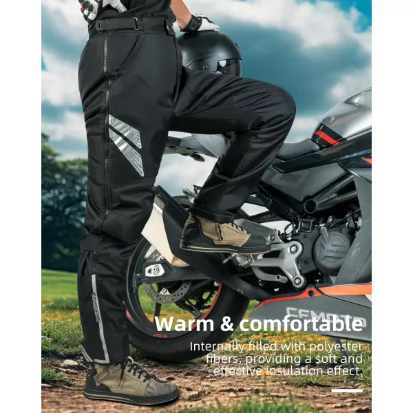 ROCKBROS Winter Motorcycle Pants with Armor Motorcycle Riding Pants CE 1 Detachable Armored PantBlack