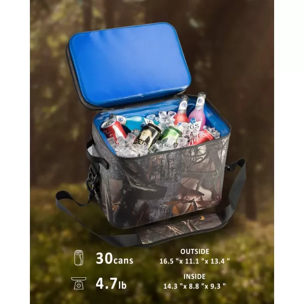 Rock BROS Soft Cooler 30 Can Insulated Leak Proof Soft Pack Coolers Waterproof Soft Sided Cooler Bag for Camping Fishing Road Beach Trip Golf PicnicsCamo