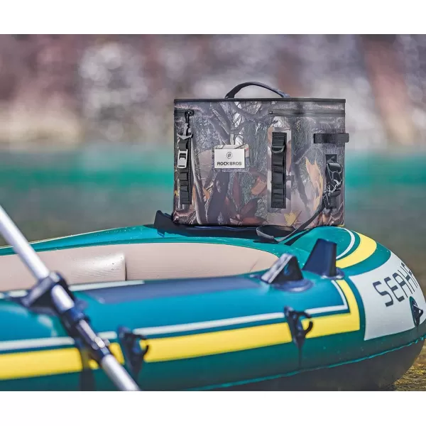 Rock BROS Soft Cooler 30 Can Insulated Leak Proof Soft Pack Coolers Waterproof Soft Sided Cooler Bag for Camping Fishing Road Beach Trip Golf PicnicsCamo