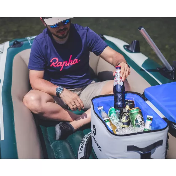 Rock BROS Soft Cooler 30 Can Insulated Leak Proof Soft Pack Coolers Waterproof Soft Sided Cooler Bag for Camping Fishing Road Beach Trip Golf PicnicsWhiteGrey