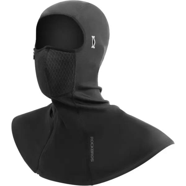ROCKBROS Balaclava Ski Mask with Zipper Winter Full Face Cover Waterproof for Men Women Winter Fleece Hood Black for Skiing Cycling