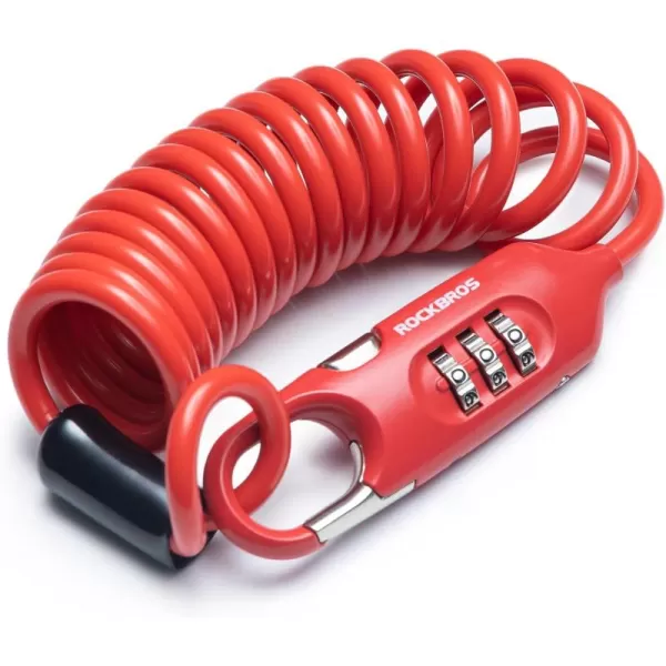 ROCKBROS Bike Lock Cable Combination Motorcycle Helmet Lock High Security Bicycle Lock  6FT Long Portable AntiTheft for ScooterBicycleEbikeRed