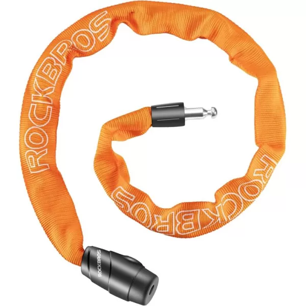 ROCKBROS Bike Lock Chain Bicycle Lock Heavy Duty Anti Theft 3 Ft Long 5mm Thick Bike Chain Lock with Key Set Cut Proof Security Scooter Lock Commuter Lock for Door Gate Fence GrillOrangeKey