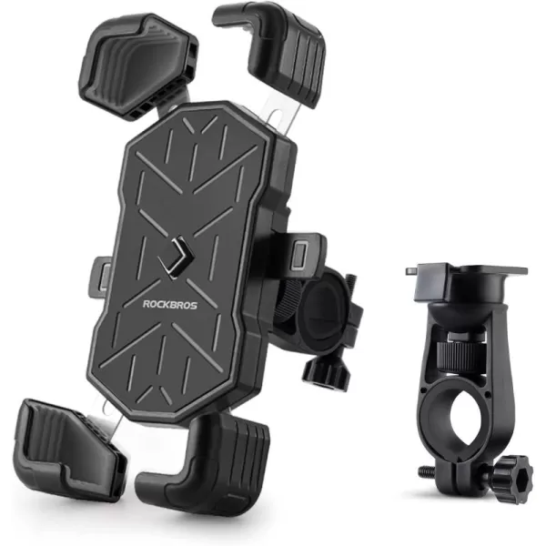 ROCKBROS Bike Phone Holder Motorcycle Phone Mount 1s LockSecure Protection 360 Rotatable Phone Holder Compatible with iPhoneSamsung and More 45quot to 72quot SmartphonesBlack gray