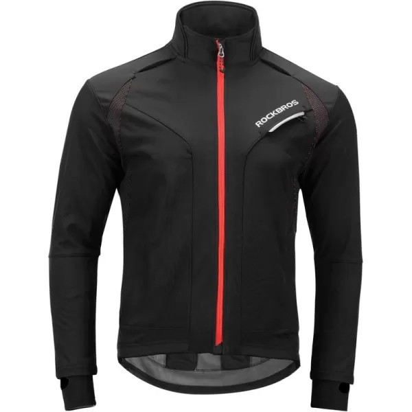 ROCKBROS Cycling Jackets for Men Winter Bike Jackets Thermal Windproof Jacket for Men Cold Weather Cycling Running HikingBlack