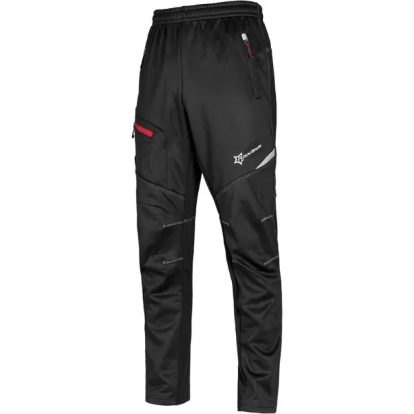 ROCKBROS Cycling Pants for Men Windproof Thermal Fleece Winter Athletic Bike Pants Cold Weather for Running HikingBlack