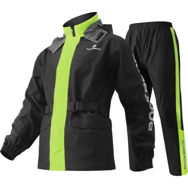 ROCKBROS Cycling Rain Suit for Men Motorcycle Rain Jacket with Pants Windbreaker for All Sports Motorcycle Rain Gear