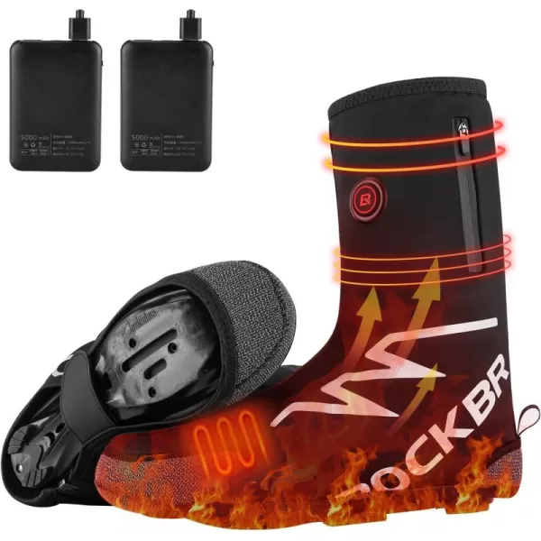 ROCKBROS Heated Cycling Shoe Covers with 5000mAh Battery Winter Shoes Cover Cold Weather Warmer Thermal Bike Shoes Cover Water Resistant Windproof Bicycle Overshoes Shoescover for Men WomenMedium810 US