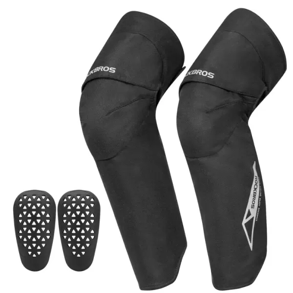 ROCKBROS Motorcycle Knee Pad Winter Leg Warmer Windproof Knee Warm Pad with EVA Protector for Motorcycle Skiing SnowmobileLongBlack