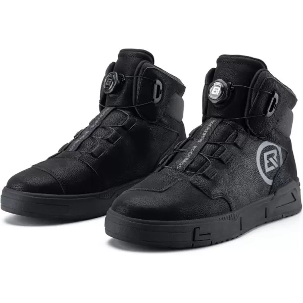 ROCKBROS Motorcycle Shoes for Men Reinforced Leather Motorcycle Riding Shoes AntiSlip Breathable Motorcycle Riding Boots Motorcycle Protective FootwearBlack