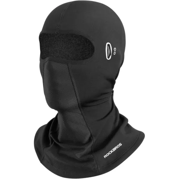 ROCKBROS Ski Mask for Men Women Winter Balaclava Ski Mask Under Helmets with Glasses Holes Thermal Fleece for Cold WeatherBlack Long Neck 1
