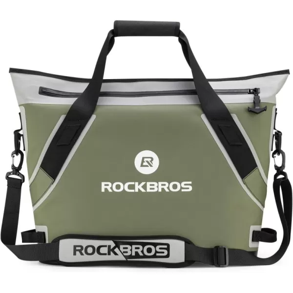 ROCKBROS Soft Cooler Insulated Leak Proof Cooler Bag Portable 36 Can Large Soft Sided Coolers Waterproof Insulated Pack Cooler for Travel Beach Camping Picnic Lunch Fishing Floating PartyGreen