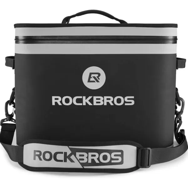 Rock BROS Soft Cooler 30 Can Insulated Leak Proof Soft Pack Coolers Waterproof Soft Sided Cooler Bag for Camping Fishing Road Beach Trip Golf PicnicsBlack
