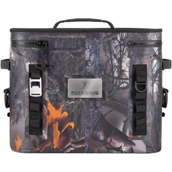 Rock BROS Soft Cooler 30 Can Insulated Leak Proof Soft Pack Coolers Waterproof Soft Sided Cooler Bag for Camping Fishing Road Beach Trip Golf PicnicsCamo