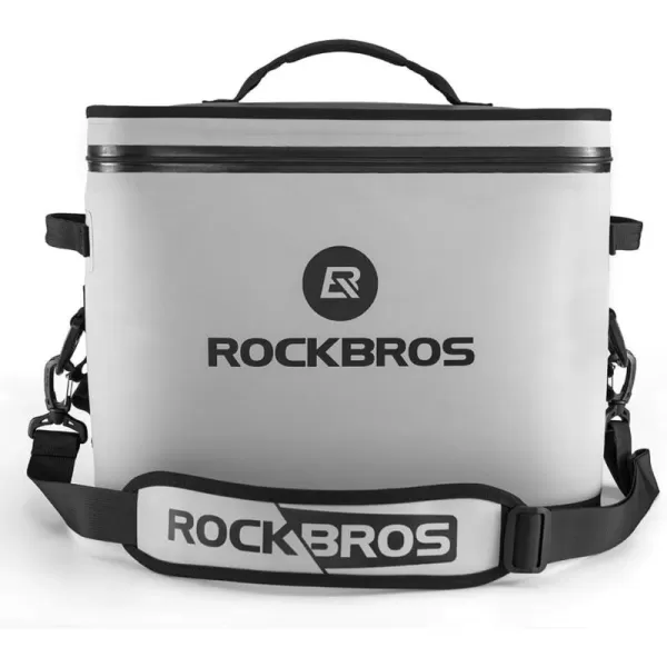 Rock BROS Soft Cooler 30 Can Insulated Leak Proof Soft Pack Coolers Waterproof Soft Sided Cooler Bag for Camping Fishing Road Beach Trip Golf PicnicsWhiteGrey