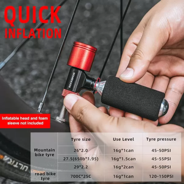 ROCKBROS 16g Threaded CO2 Cartridges for All CO2 Bike Tire Inflators with Threaded Connection Lightweight Bike Tire CO2 Cartridges for MTB Mountain Road Bicycle Tire Inflation16g Threaded 5 Pack