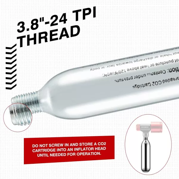 ROCKBROS 16g Threaded CO2 Cartridges for All CO2 Bike Tire Inflators with Threaded Connection Lightweight Bike Tire CO2 Cartridges for MTB Mountain Road Bicycle Tire Inflation16g Threaded 20 pack