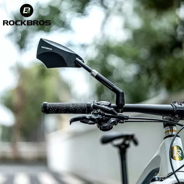 ROCKBROS 2023 Newest Handlebar Bike Mirror Adjustable Safe Rear View Mirror Antiglare Lens Scratch Resistant Glass Lens 360 Degree Flat Rotation Bike Accessories Suitable For 2124mm Handlebarblackright