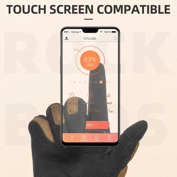 ROCKBROS Bike Gloves for Men Motorcycle Gloves Mountain Bike Gloves Dirt Bike BMX Gloves Touch Screen Full Finger ShockAbsorbing Breathable Motocross Sports Glovesorange