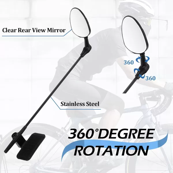 ROCKBROS Bike Helmet Mirror 360 Degree Bicycle Rear View Wide Angle Mirror 2 Pack Helmet Mounted Bicycle Mirror Lightweight Cycling Accessories