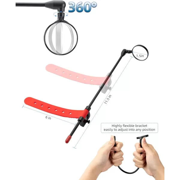 ROCKBROS Bike Helmet Mirror Convex Mirror Aluminum Alloy Moldable Frame Detachable Fixing Way Cycling Mirror Fit 90 Bicycle Helmet Lightweight Bike AccessoriesRed4cm mirror