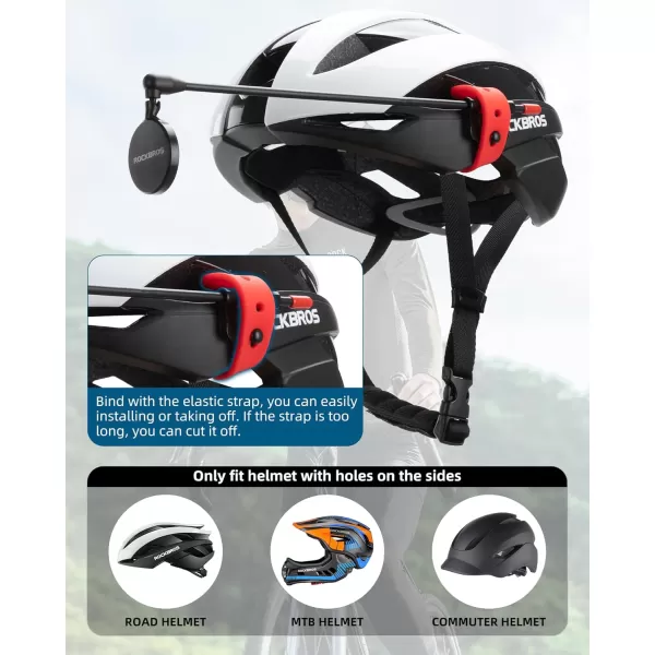 ROCKBROS Bike Helmet Mirror Convex Mirror Aluminum Alloy Moldable Frame Detachable Fixing Way Cycling Mirror Fit 90 Bicycle Helmet Lightweight Bike AccessoriesRed4cm mirror