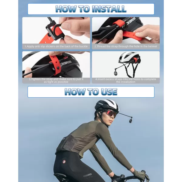 ROCKBROS Bike Helmet Mirror Convex Mirror Aluminum Alloy Moldable Frame Detachable Fixing Way Cycling Mirror Fit 90 Bicycle Helmet Lightweight Bike AccessoriesRed4cm mirror