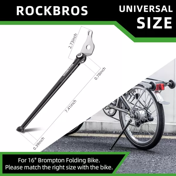 ROCKBROS Bike Kickstand Bicycle Kickstands for 16 Inch Wheel Brompton Folding Bike Adjustable Center Mount Bike Stand for Mountain BikeRoad BicycleAdult BikeSports BikeBlack