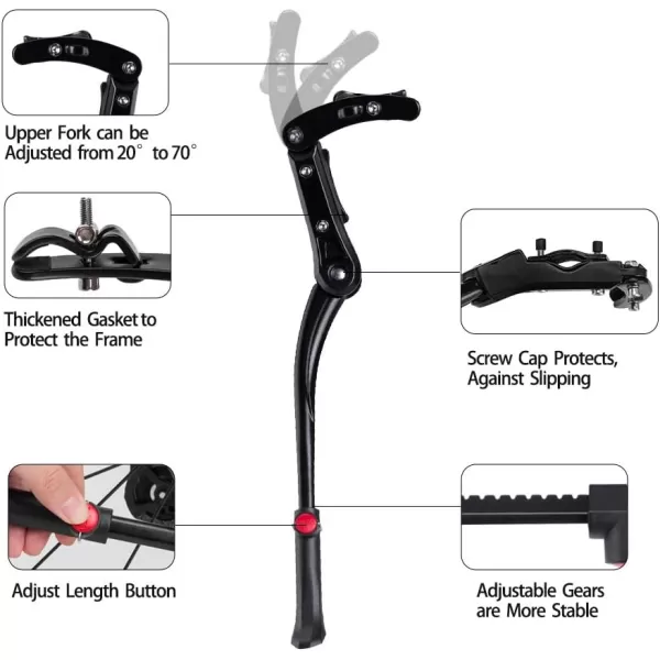 ROCKBROS Bike Kickstand for Mountain Bike Bicycle Kickstand Adults 24 inch to 28 inch Adjustable Bike Side Stand