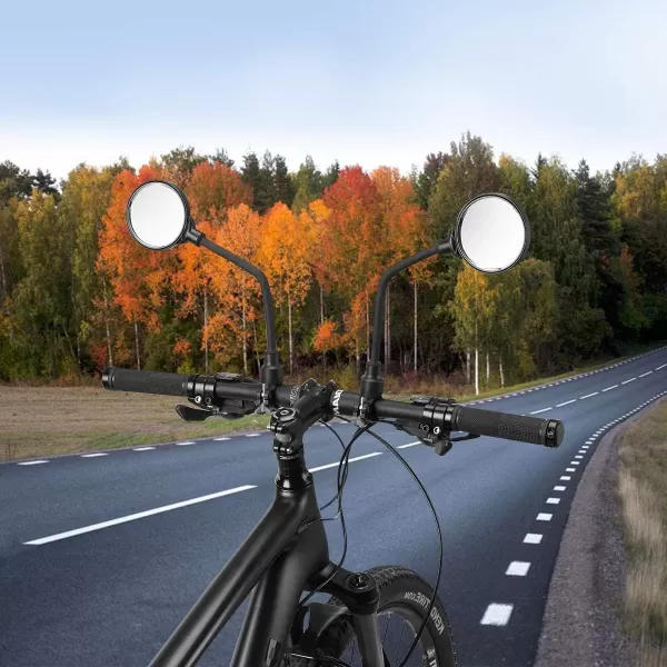 ROCKBROS Bike Mirror Handlebar Mount 360Rotatable Adjustable Bicycle Rear View Mirror HD Wide Angle Clear Acrylic Convex Safe Bike Mirror for Mountain Road Bike Electric MotorcycleBlack1 Piece