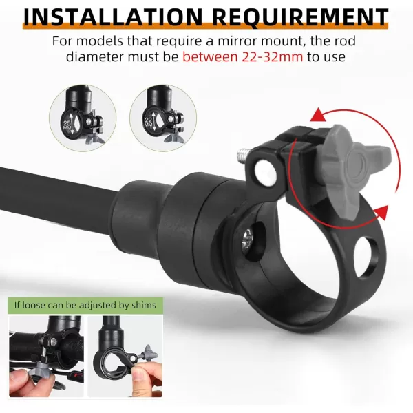 ROCKBROS Bike Mirror Handlebar Mount 360Rotatable Adjustable Bicycle Rear View Mirror HD Wide Angle Clear Acrylic Convex Safe Bike Mirror for Mountain Road Bike Electric MotorcycleBlack1 Piece